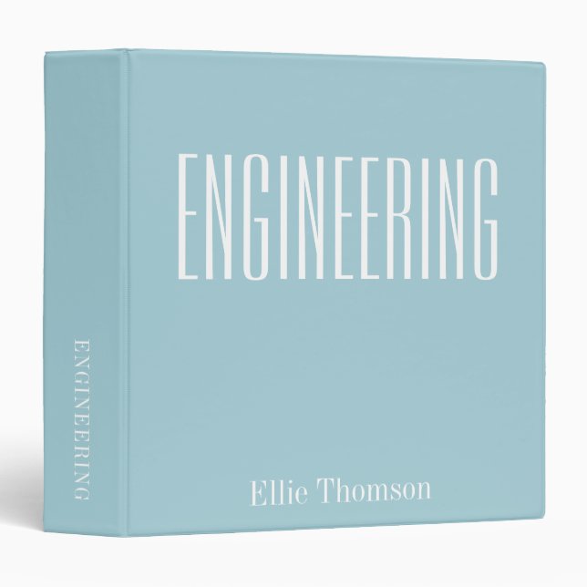Personalized Name Engineering School Light Blue 3 Ring Binder (Front/Spine)