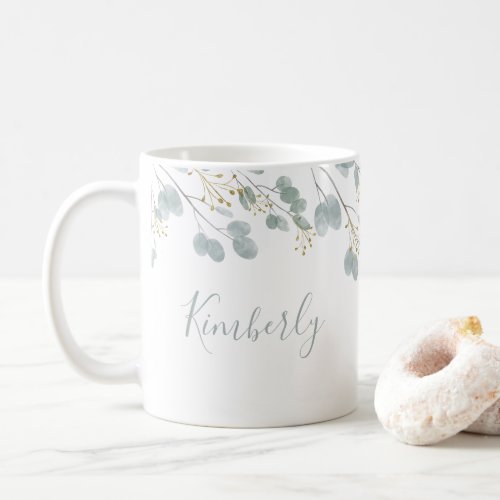 Personalized Name Eucalyptus Coffee Mug