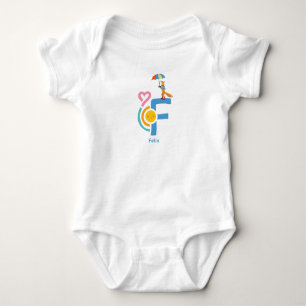 personalized name F Baby Body Strampler Bodysuit