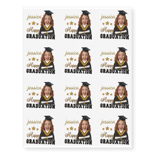 Personalized Name & Face Graduation Class of 2026  Temporary Tattoos (Front)