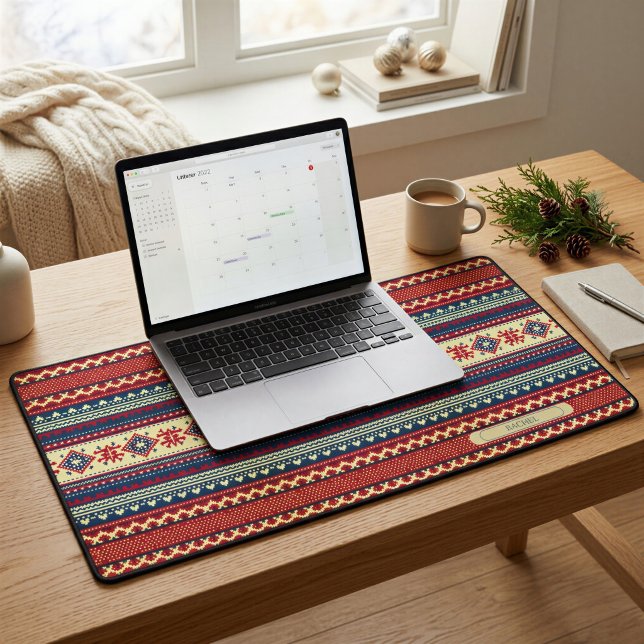 Personalized Name Fair Isle Christmas Desk Pad (Creator Uploaded)