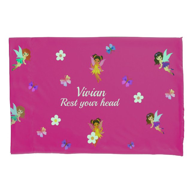 Personalized name Fairies Pillowcase (Front)