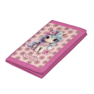 Personalized Name Fairy Baby Unicorn Sparkling Tri-fold Wallet