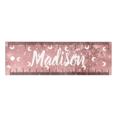 Personalized Name Fairy Pink Moon Rose Gold Chic Ruler