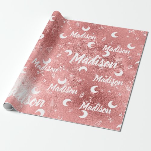 Personalized Name Fairy Pink Rose Gold Girl Wrapping Paper