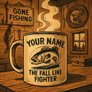 Personalized Name Fall Line Bass Two-Tone Coffee Mug