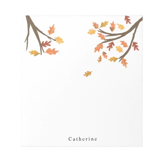 Personalized Name Falling Autumn Leaves Fall Notepad (Front)