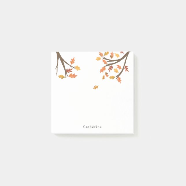 Personalized Name Falling Autumn Leaves Fall Post-it Notes (Front)