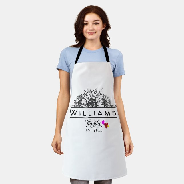 Personalized Name Family Established Apron,Couples Apron (Worn)