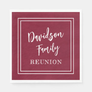 Personalized Name Family Event Burgundy Paper Napkins