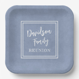 Personalized Name Family Event Dusty Blue Paper Plates