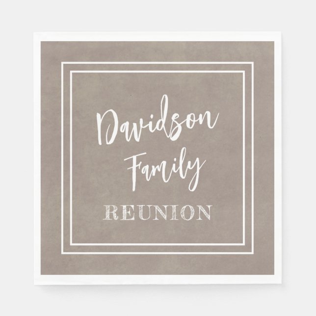 Personalized Name Family Event Taupe Paper Napkins (Front)