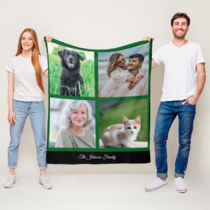 Personalized Name Family Photo and Pets Fleece Blanket