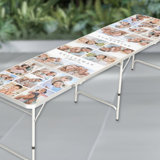 Personalized Name Family Photo Collage Beer Pong Table (Personalized Name Family Photo Collage Beer Pong Table)