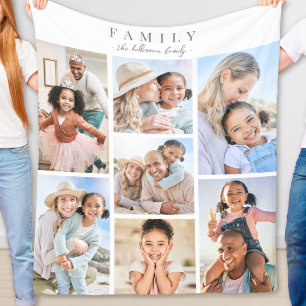 Personalized Name Family Photo Collage Fleece Blanket