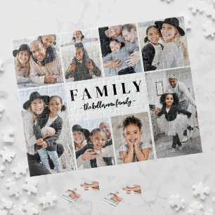 Personalized Name Family Photo Collage Jigsaw Puzzle