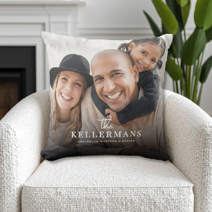 Personalized Name Family Photo Throw Pillow