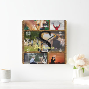 Personalized Name Family Photos Wall Clock