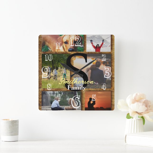 Personalized Name Family Photos Wall Clock  (Home)