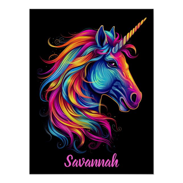 Personalized Name Fantasy Rainbow Cute Girly Poster (Front)