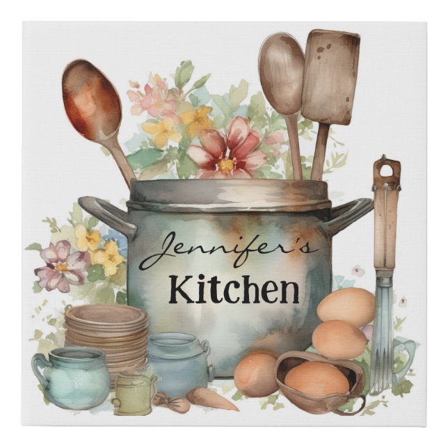 Personalized Name Farmhouse Kitchen Canvas Art  (Front)