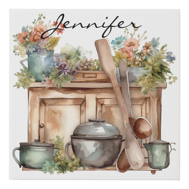 Personalized Name Farmhouse Kitchen Canvas Art (Front)