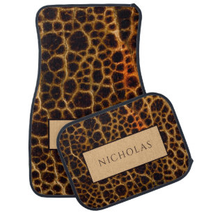 Personalized Name Faux Leather Moto Car Floor Mat