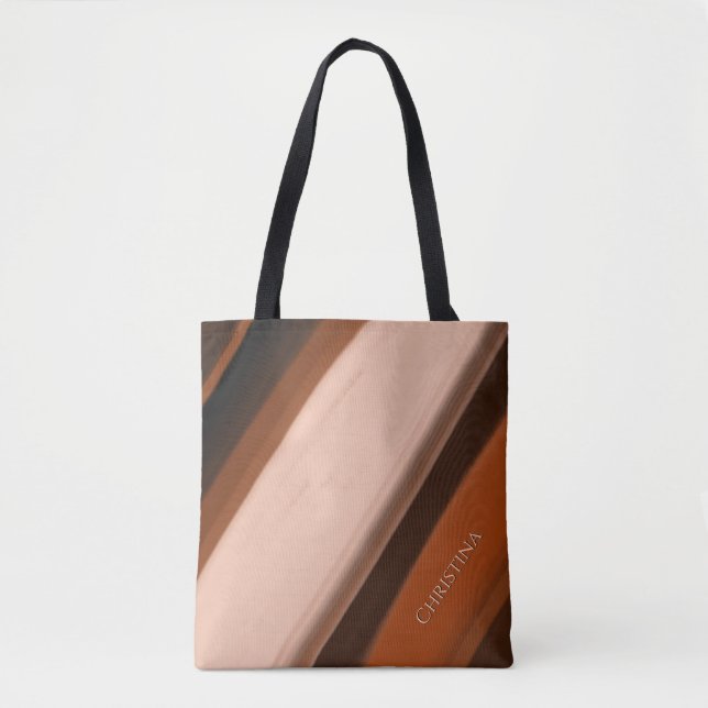 Personalized Name Faux Wood Fancy Tote Bag (Front)