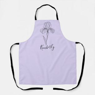 Personalized name February iris Birth Flower Apron