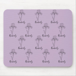 Personalized name February iris Birth Flower Mouse Pad