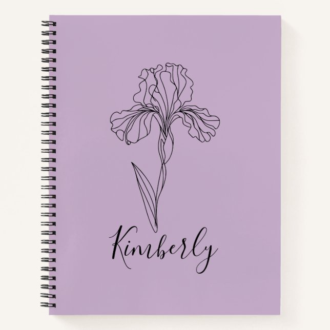 Personalized name February iris Birth Flower Notebook (Front)