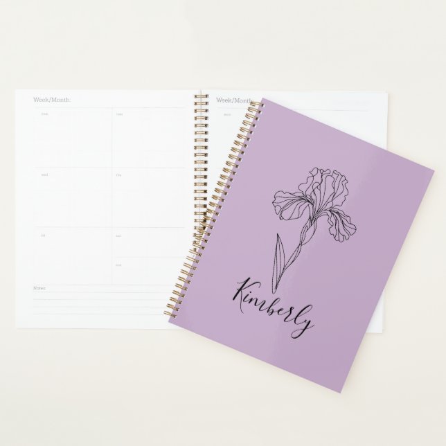 Personalized name February iris Birth Flower Planner (Display)