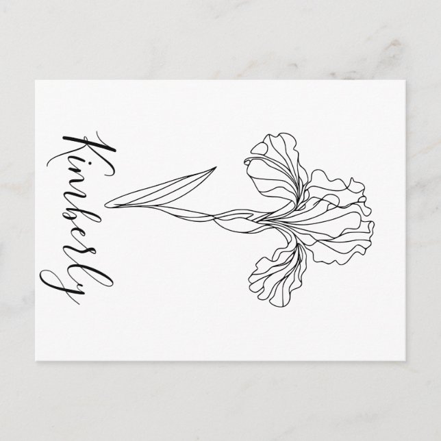 Personalized name February iris Birth Flower Postcard (Front)