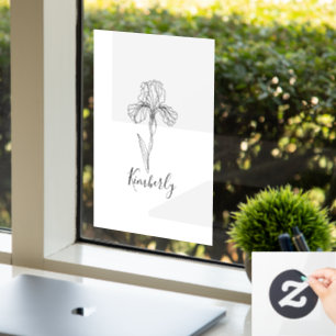 Personalized name February iris Birth Flower Window Cling