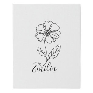 Personalized name February primrose Birth Flower Faux Canvas Print