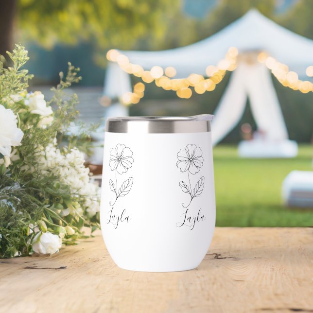 Personalized name February primrose Birth Flower Thermal Wine Tumbler (Wedding)