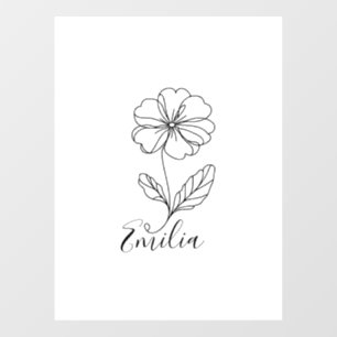 Personalized name February primrose Birth Flower Window Cling