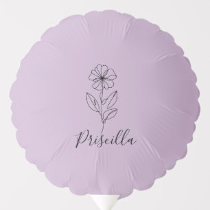Personalized name February violet Birth Flower Balloon