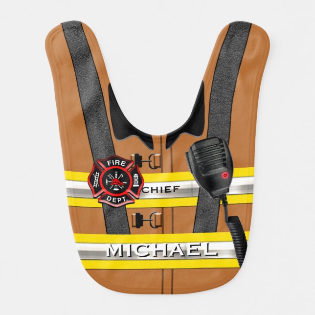 Personalized Name Firefighter Fashion Statement Bib (Front)