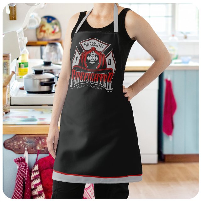 Personalized NAME Firefighter Helmet Fire Rescue Apron (Creator Uploaded)