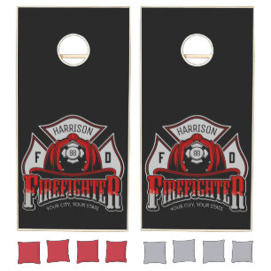 Personalized NAME Firefighter Helmet Fire Rescue Cornhole Set