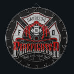 Personalized NAME Firefighter Helmet Fire Rescue Dart Board<br><div class="desc">Custom Firefighter Helmet ADD NAME Fire Department Rescue design - Customize with your Name,  Unit/Station/Badge Number and Location.</div>
