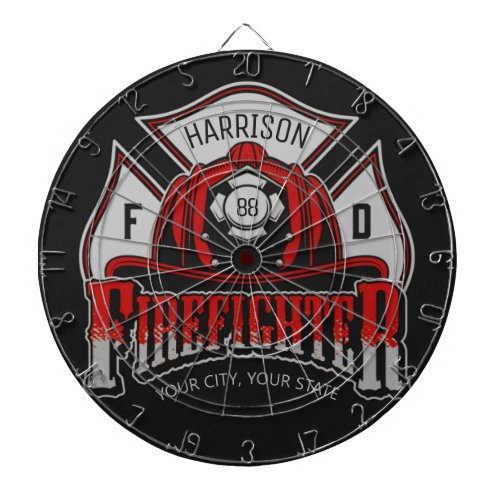 Personalized NAME Firefighter Helmet Fire Rescue Dart Board