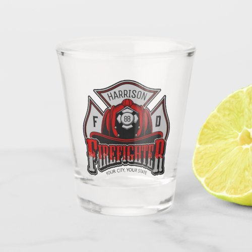 Personalized NAME Firefighter Helmet Fire Rescue Shot Glass