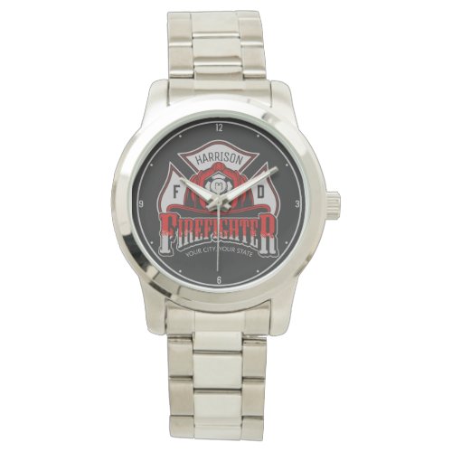Personalized NAME Firefighter Helmet Fire Rescue Watch
