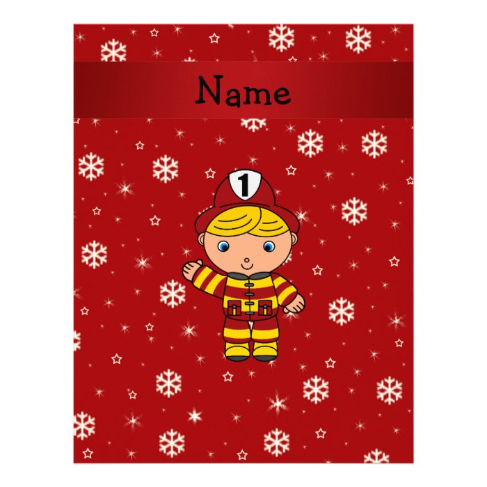 Personalized name fireman red snowflakes letterhead
