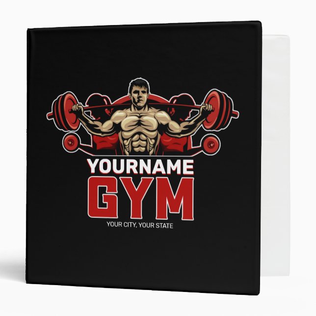 Personalized NAME Fitness Home GYM Weight Lifting  3 Ring Binder (Front/Inside)