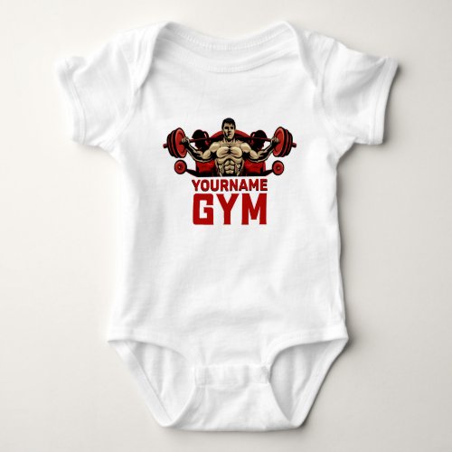 Personalized NAME Fitness Home GYM Weight Lifting Baby Bodysuit
