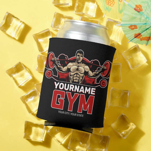 Personalized NAME Fitness Home GYM Weight Lifting  Can Cooler (In Situ Summer)