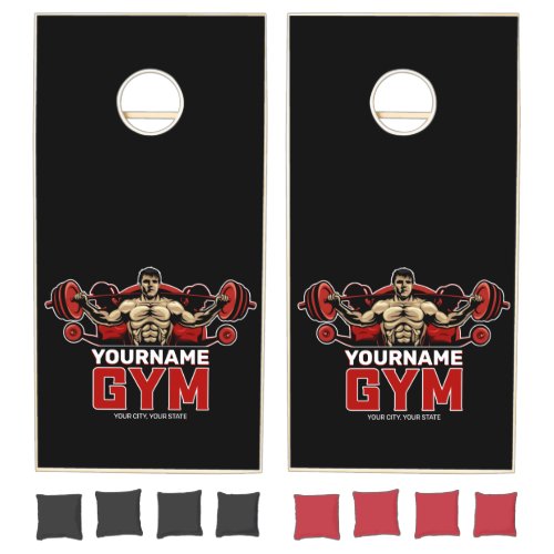 Personalized NAME Fitness Home GYM Weight Lifting  Cornhole Set